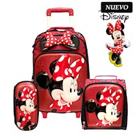 Set de Mochila con Ruedas Lonchera y Cartuchera Minnie A4